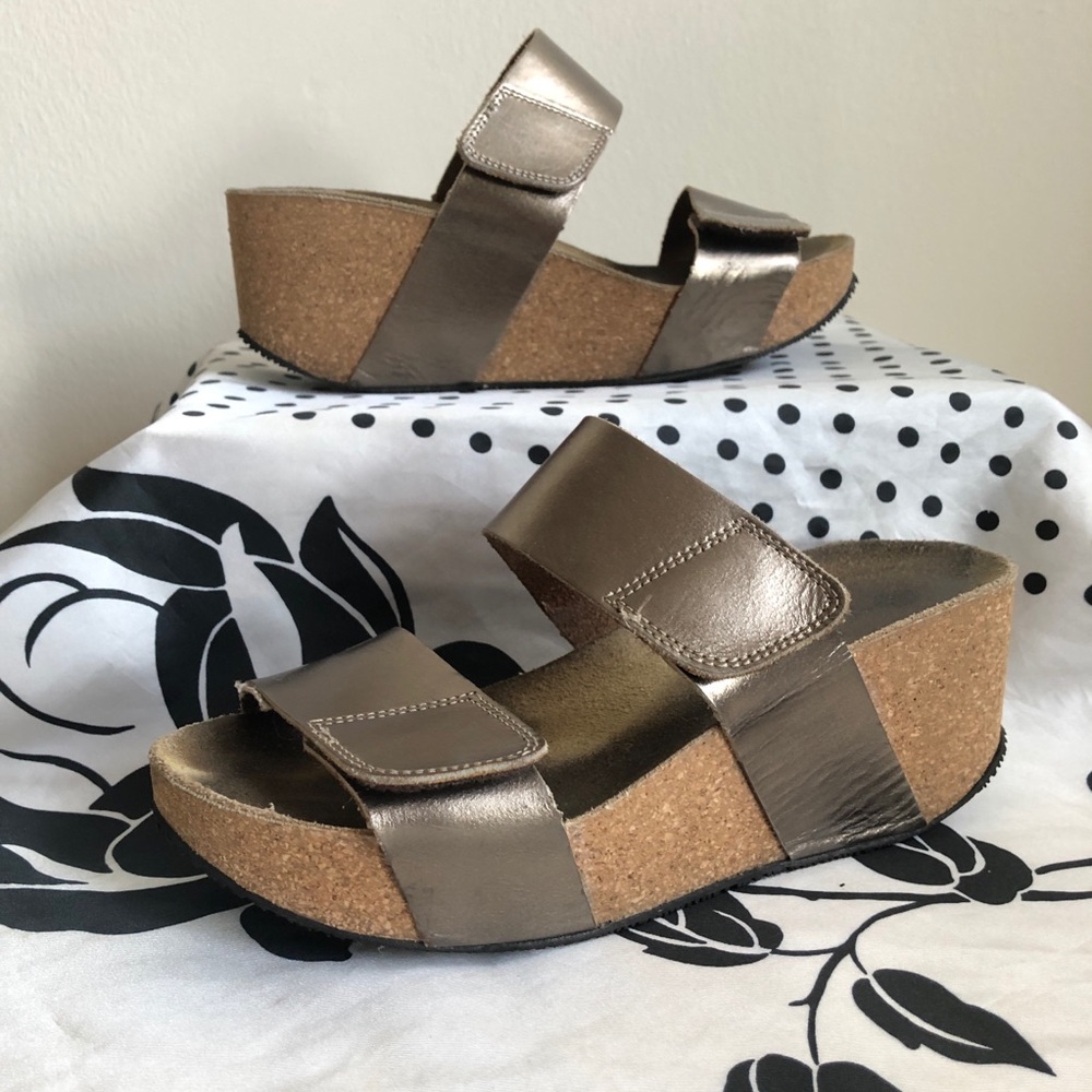 SOLD Eric Michael Metallic Platform Sandals
